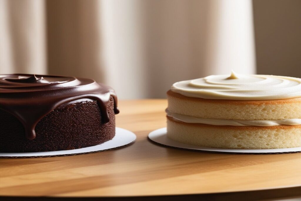 fudge cake and regular cake